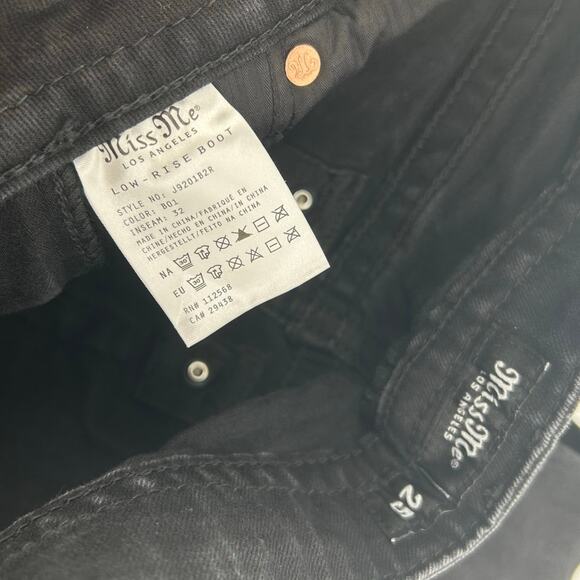 VTG y2k Women's Black Denim Low Rise Miss Me Western Feather Bootcut Jeans Sz 25 - Picture 4 of 7